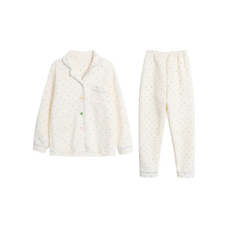 OEING Pajama Set Women's White Dot-0