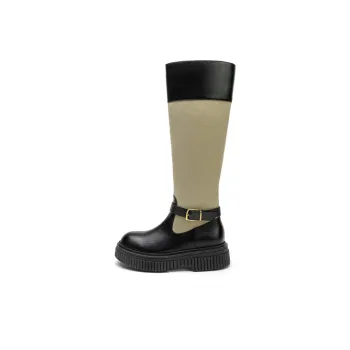 TOOMANYSHOES Knee high Boots Women's Black/Yellow