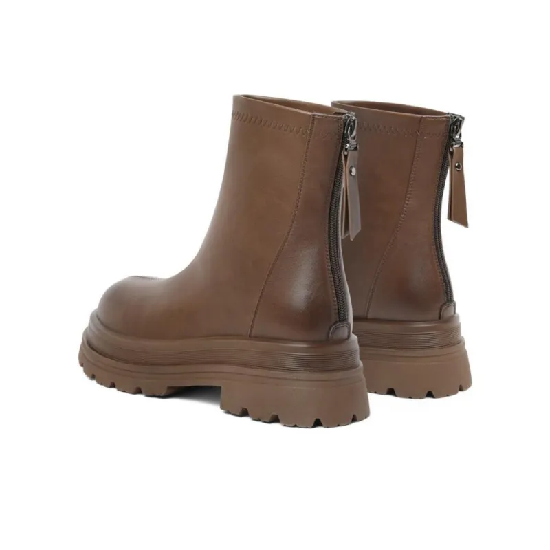 BELLE Ankle Boots 5.5cm Women's Ecru Black Brown-14