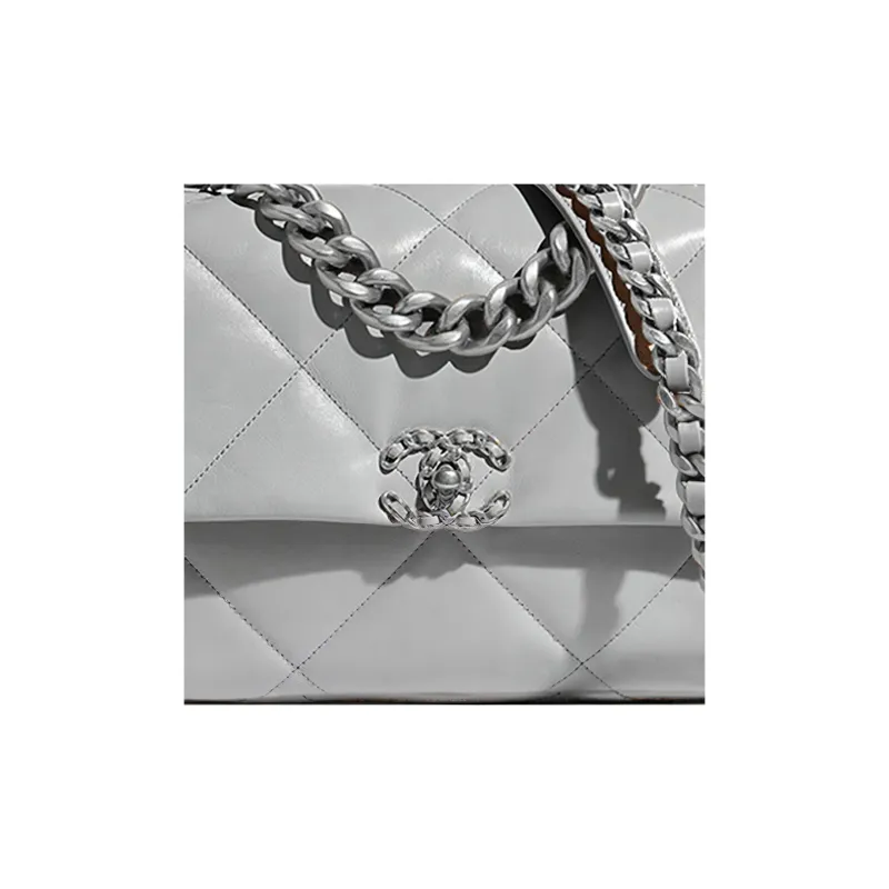 CHANEL 19Bag Sheepskin Handbag, Shoulder Bag, Crossbody Bag Medium Size Women's Gray-1