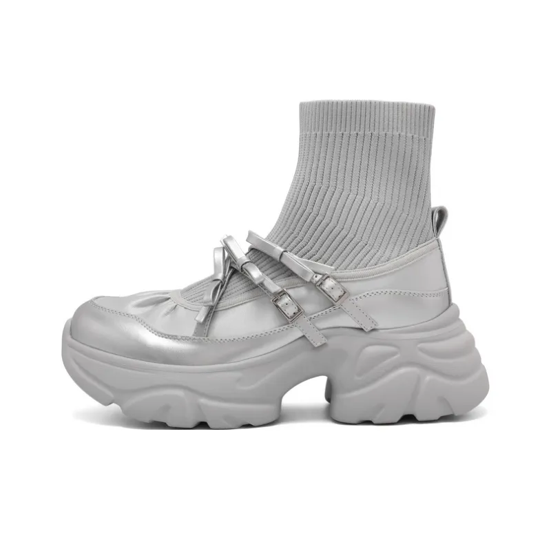 BELLE Ankle Boots 5.5cm Women's Black Silver-4