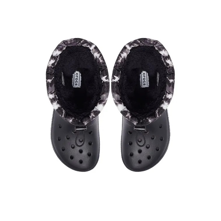 Crocs Classic Lined Neo Puff Tie Dye Boots 'Black White'-3