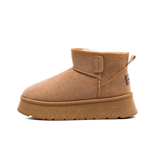 HUANQIU Warm Height Increasing Slip Resistant Short Snow Boots Women's Camel