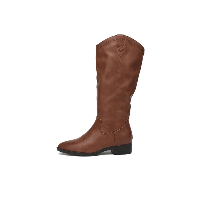Jin Baichuan Knee-high Boots 3cm Women's Black Brown-2