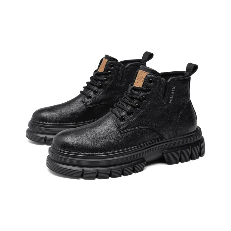 GERTOP Martin Boots Men Black/Brown-7