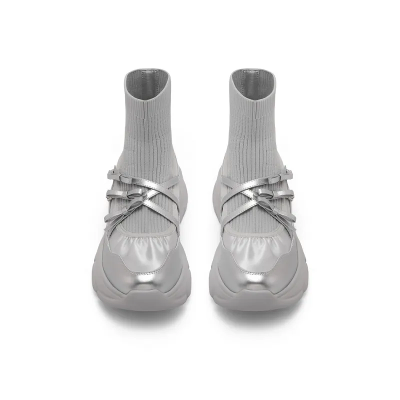 BELLE Ankle Boots 5.5cm Women's Black Silver-6