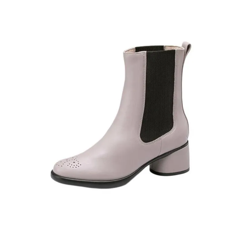 Ecco Short Chelsea Boots 5cm Women's Gray Pink-2