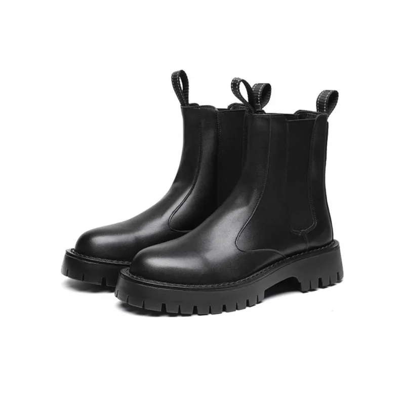 JIETEGONGYANG Short Chelsea Boots Men's Black-2