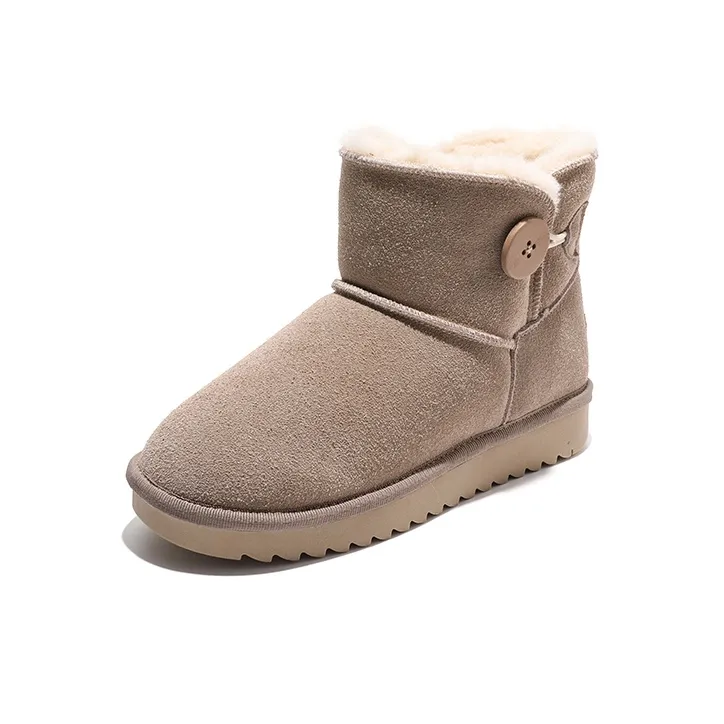 HUANQIU Warm And Wear Resistant Short Mid Calf Snow Boots Women's Brown-1