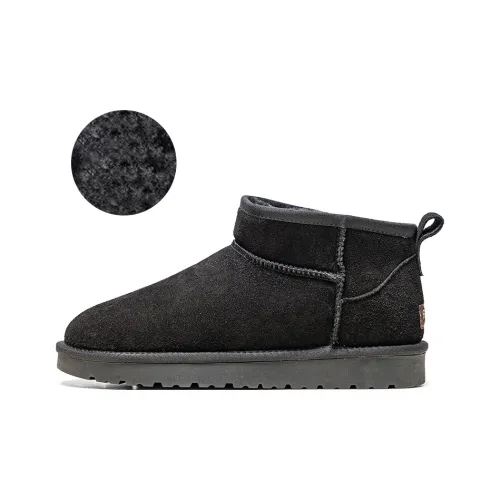 Little Red Man Warm Coverage Short Snow Boots Men's Black