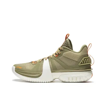 LiNing Storm 2024 WNTR Cushioned Slip Resistant High Top Basketball Shoes Men's White Green