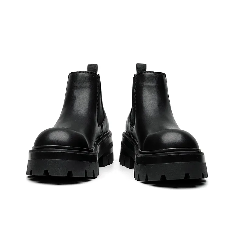 WEISHIBANGWEI Short Chelsea Boots Medium Heel Men's Black-2