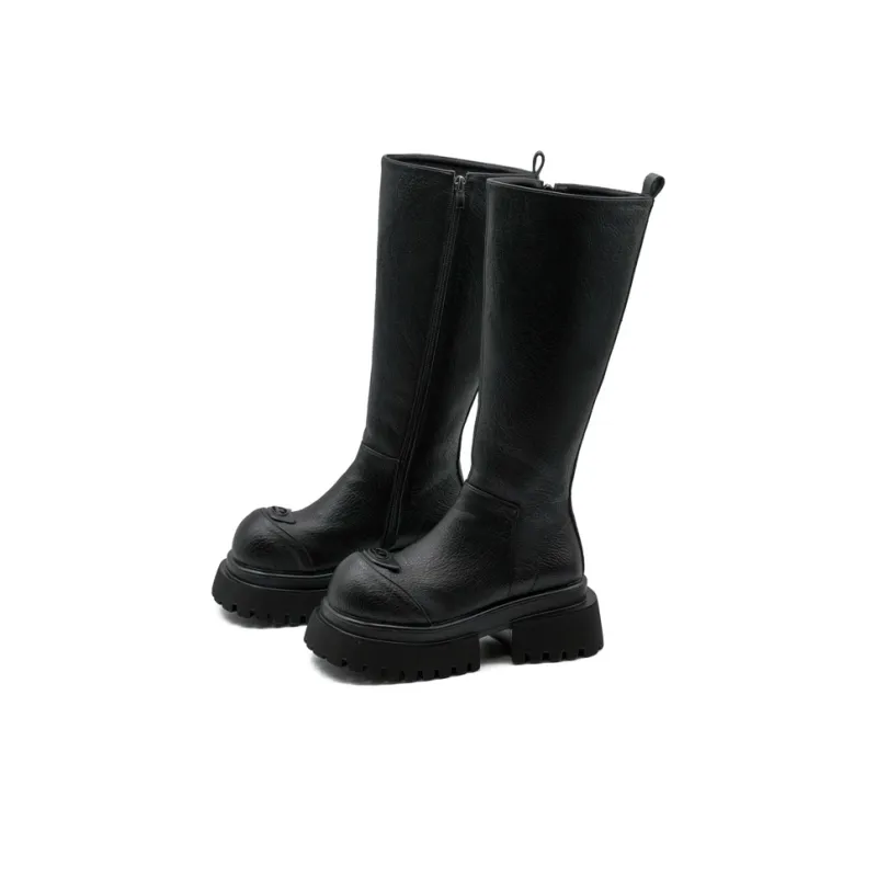 Little Sue Niche Design Trendy Versatile British Style Letter Hot Girl Slimming Knight Boots Knee-high Boots Women's-13