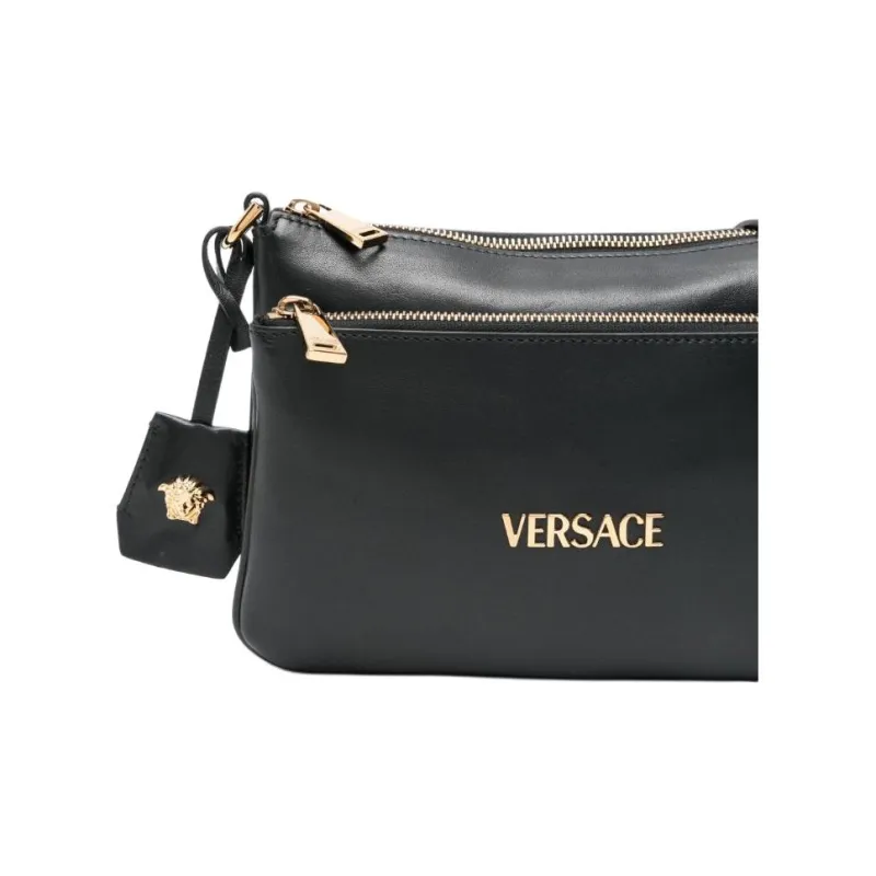 VERSACE Lambskin Shoulder Bag Men's Black-2