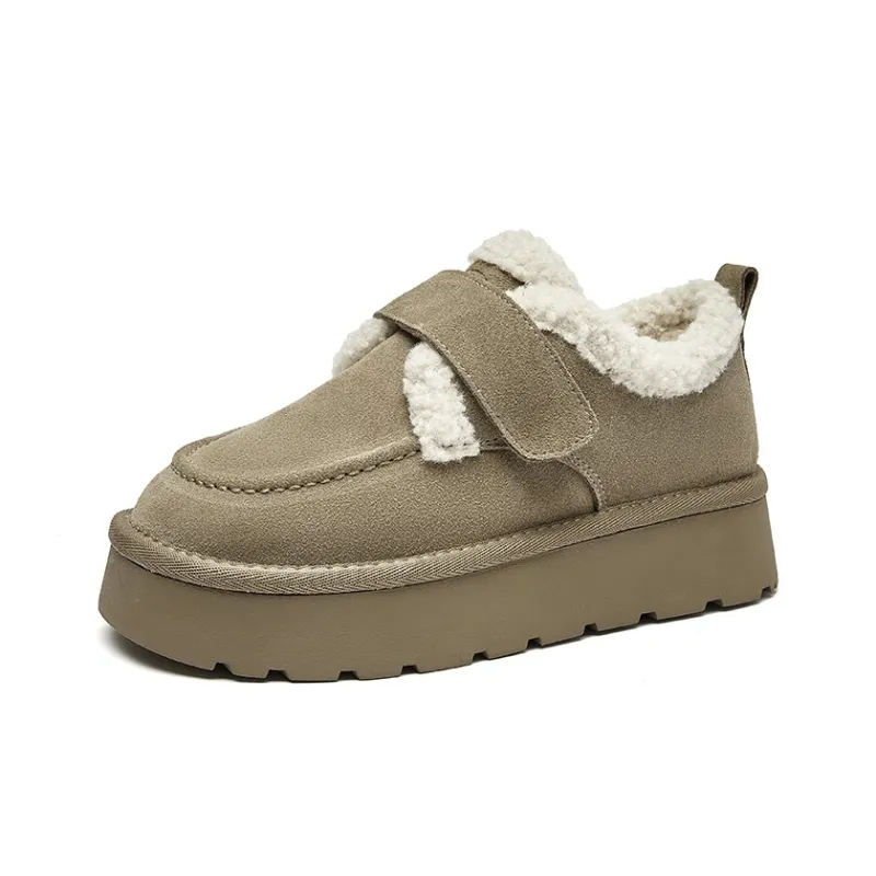 Feiyue Slip-Resistant Warm Ankle-Length Snow Boots Women's Tan-1