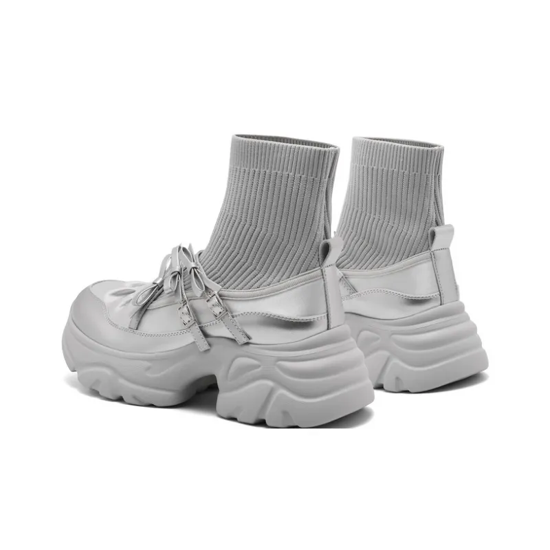 BELLE Ankle Boots 5.5cm Women's Black Silver-7