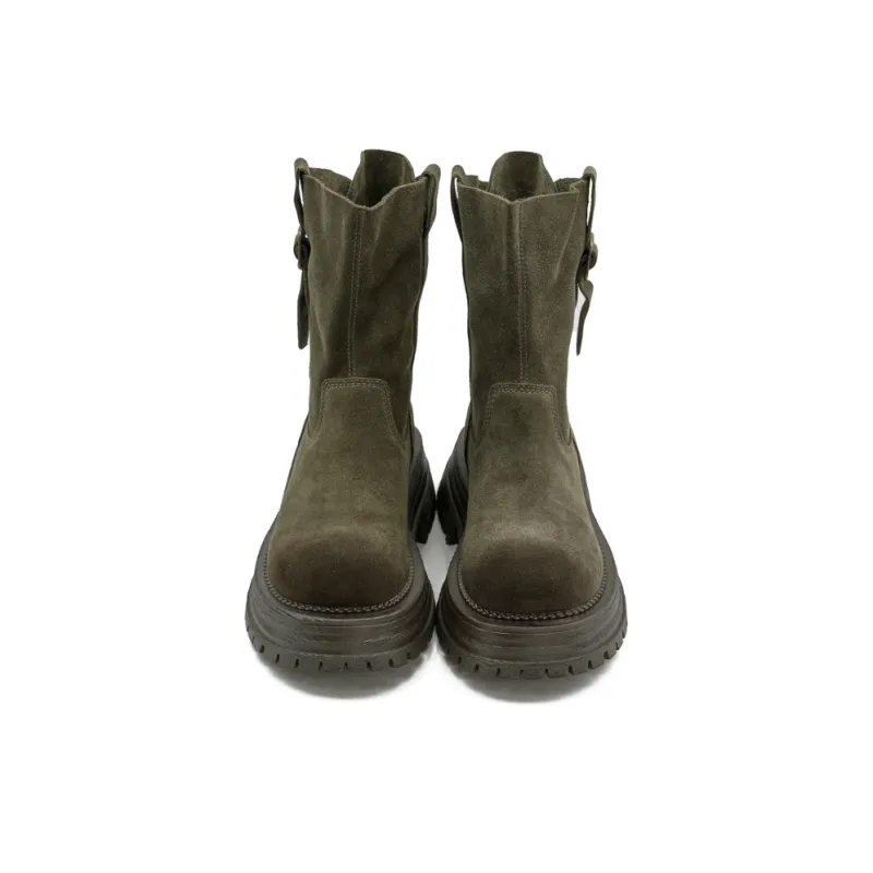 Little Sue Trendy Versatile Back Lace-Up Maillard Style Platform Martin Boots Ankle Boots Women's-8
