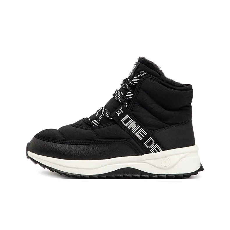 361° Fleece Snow Warm Wear-Resistant Slip-Resistant Short Snow Boots Women's Black White-0