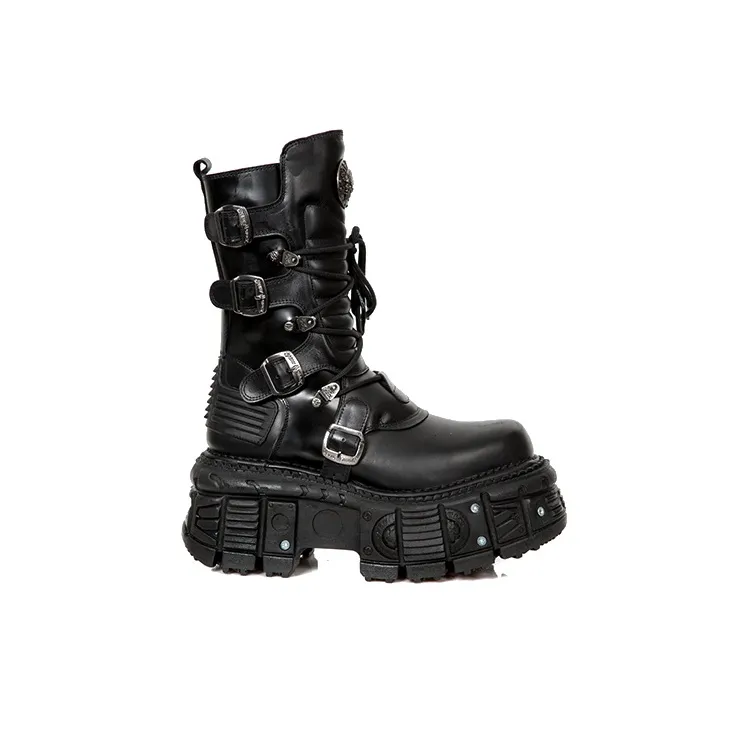 NEW ROCK Ankle Boots Unisex Black-1