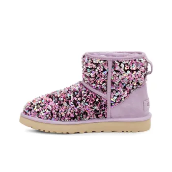 UGG Classic Mini Stellar Sequin Snow Boots Purple Women's