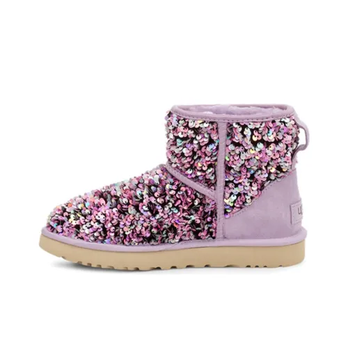 UGG Classic Mini Stellar Sequin Snow Boots Purple Women's