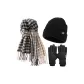 Scarf+Black Thermal Knitted Hat+Black Glove