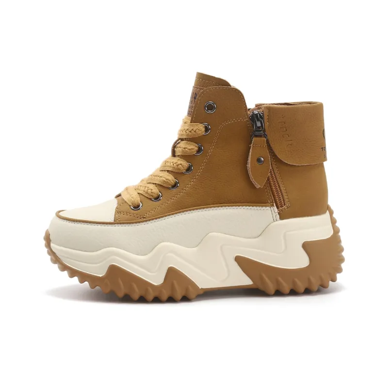 TOM TAILOR Black White Chifeng High Top Boots Thermal Abrasion Resistant Height Increasing Short Snow Boots Women's-42