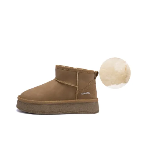 HUANQIU Height Increasing Warmth Short Snow Boots Women's Khaki