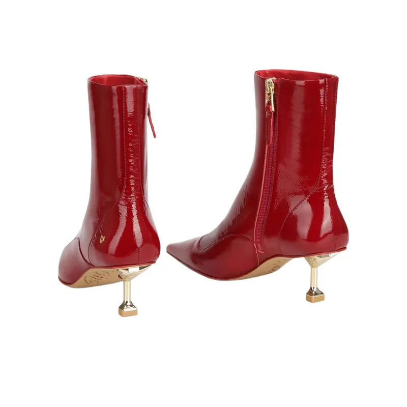 Naked Wolfe Tempting Ankle Boots Women's Red-3