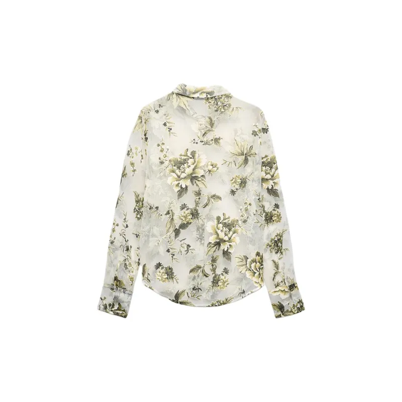 ZARA Shirts Women's Beige/Green-1