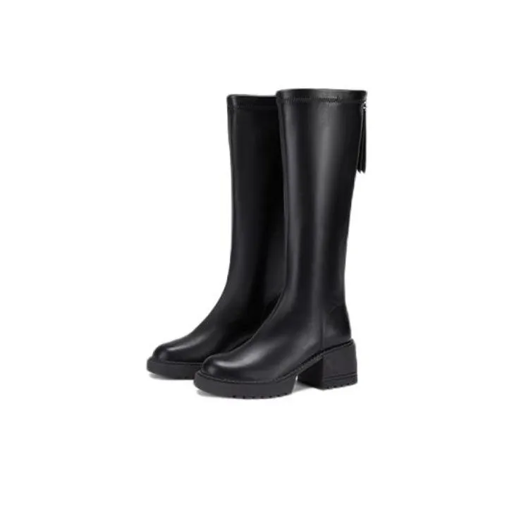 DAPHNE Knee high Boots Women's Black/Beige/Milk Tea-1