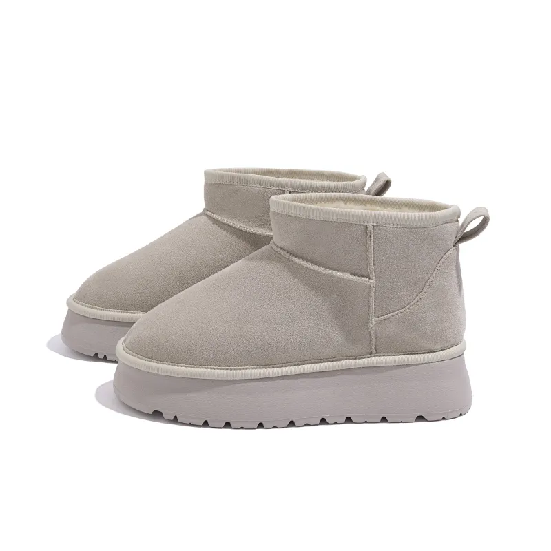 HUANQIU Crew Snow Boots Women's Beige-1