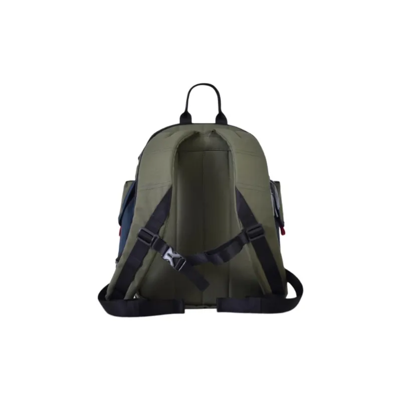 FX CREATIONS Polyester Backpack Men's Army Green With Blue Accents-3