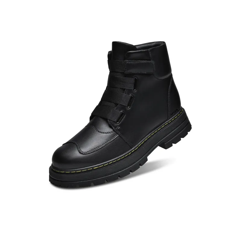 AIPSEN Ankle Boots Unisex Black Leather Upper-3
