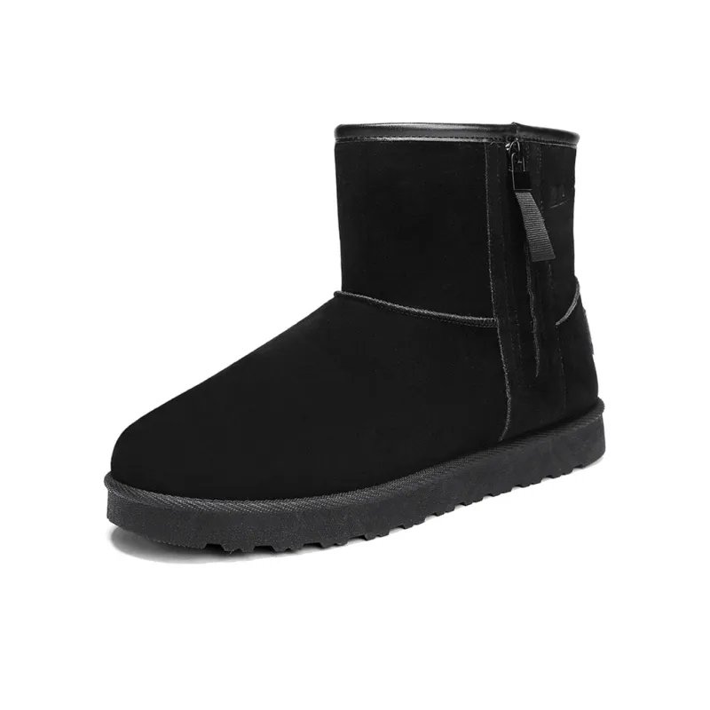 Warrior Thermal Coverage Height Increasing Abrasion Resistant Slip Resistant Short Mid Calf Snow Boots Men's Black-2