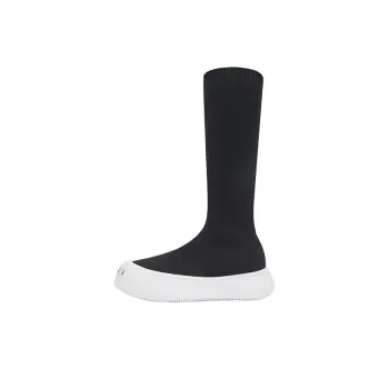 SMILEREPUBLIC Half Knee Socks Boots High Top Knee high Boots Women's Black