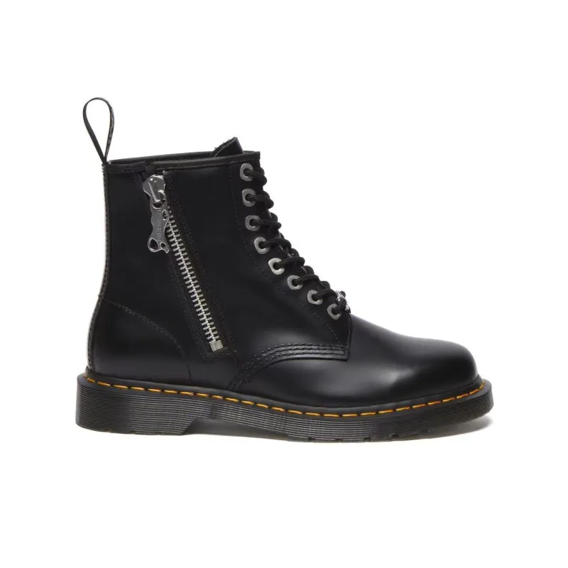 Dr.Martens 1460 Zip Black Polished Smooth Crew Martin Boot Unisex Black-1