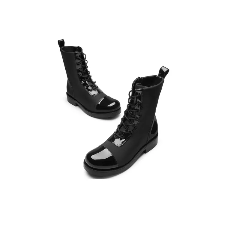 CHARLES&KEITH Martin Boots Women's Black Textured/Black/Pink White-5