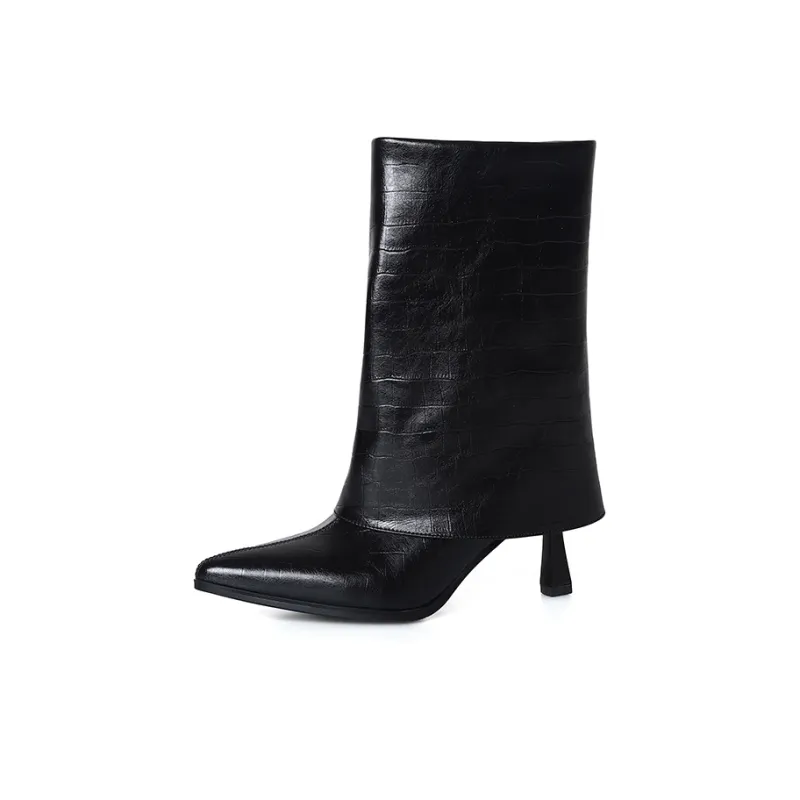 Yeezyy Reezy Bootcut Pants Ankle Boots 7 Cm Women's Black-3