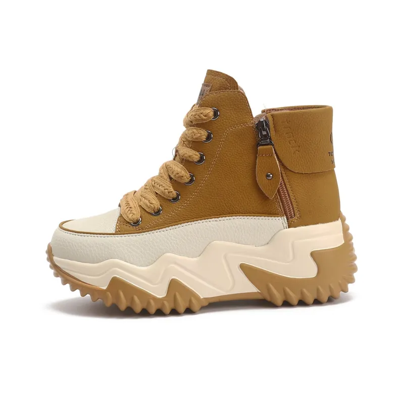 TOM TAILOR Black White Chifeng High Top Boots Thermal Abrasion Resistant Height Increasing Short Snow Boots Women's-18