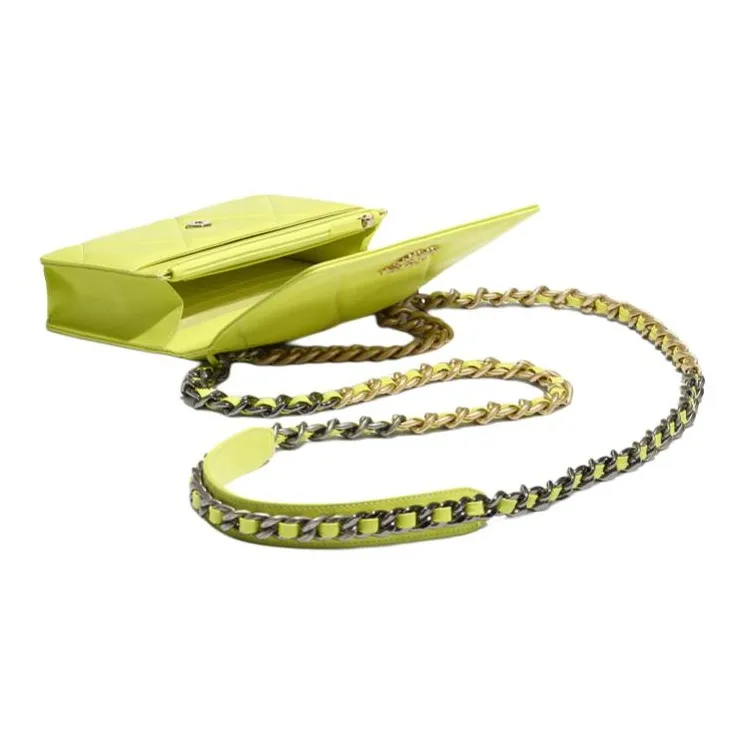 CHANEL 19Bag Sheepskin Handbag, Shoulder Bag, Crossbody Bag Women's Neon Yellow-2