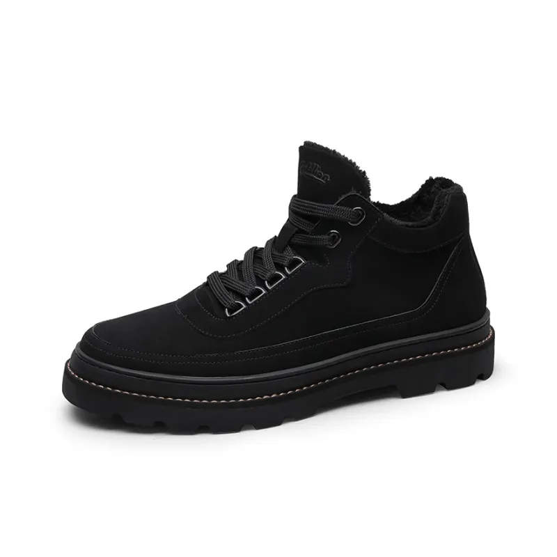 GOLDLION Warm Wear Resistant Height Increasing Short Outdoor Boots Men's Black-1