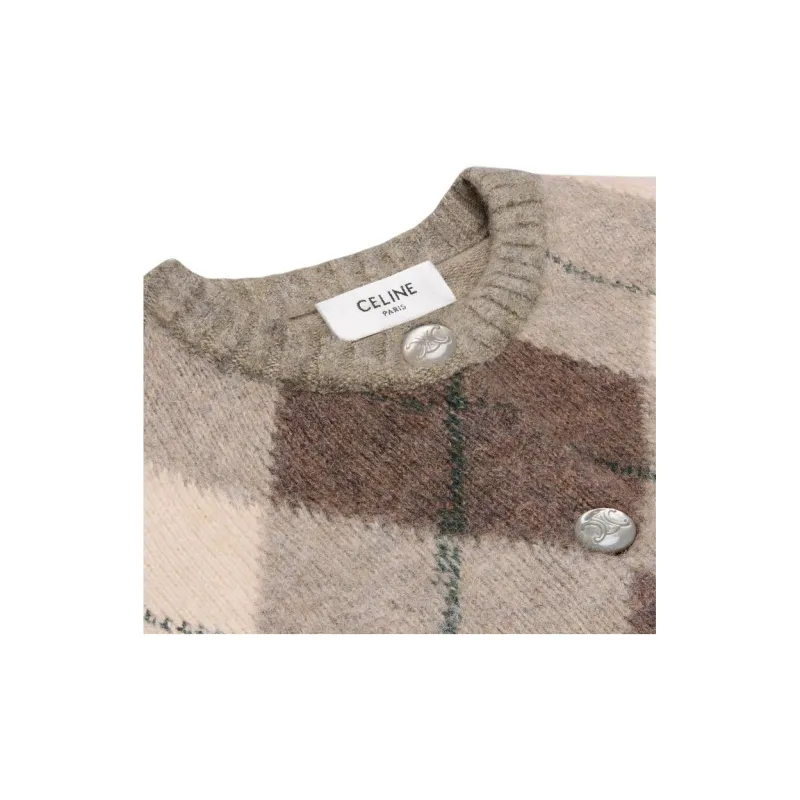 CELINE Cardigan In Argyle Alpaca Wool-2