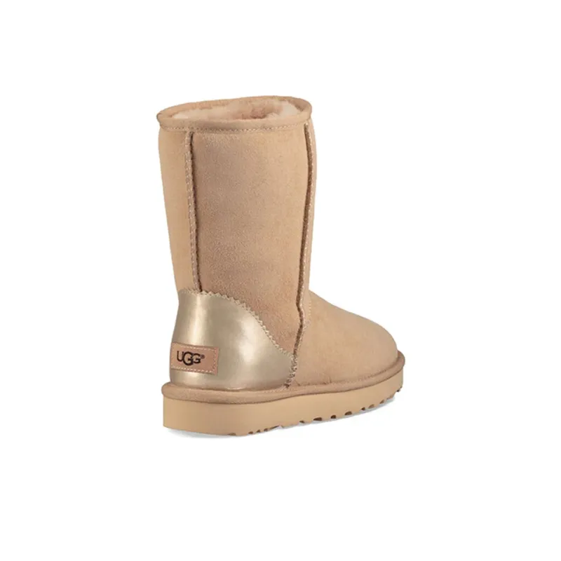 UGG Classic Short Ii Metallic Fleece Lined Cream Yellow Women's-3