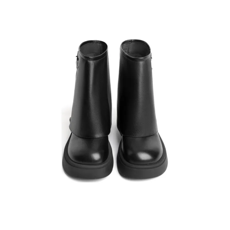 BELLE Bootcut Pants Ankle Boots 4.5cm Women's Black-3