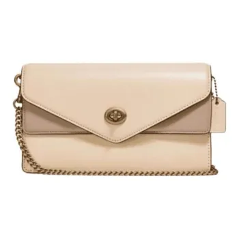 COACH Aster Smooth Finish Calfskin Shoulder Bag Crossbody Bag Small Size Women's Beige With Dusty Pink Accents