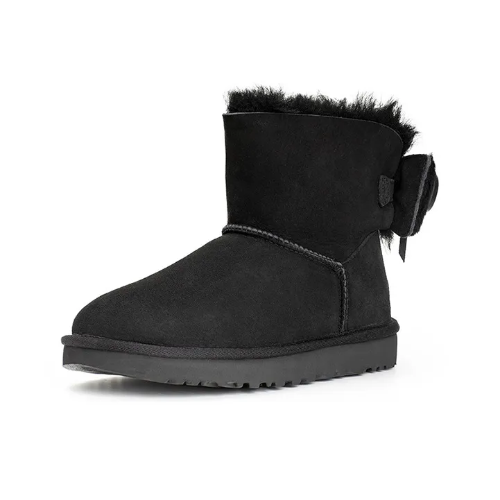 UGG Classic Dudble Bow Mini Snow Boots Black Women's-2