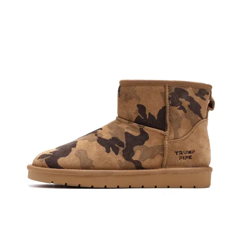 TRUMPPIPE Warm Short Snow Boots Men's Camel