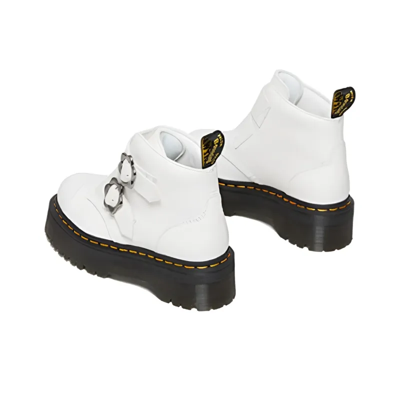 Dr. Martens Dr.Martens Devon Flower Buckle Leather Platform Boots 'White Black' Women's-2