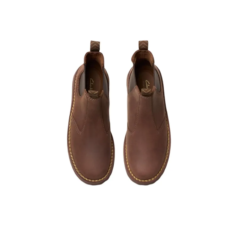 Clarks Short Chelsea Boots Men's Brown-3